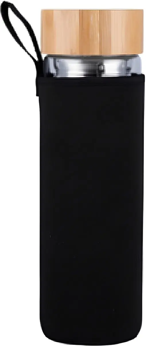 Alpina Glazen Drinkfles 450ml - Dubbelwandig - Bamboe dop