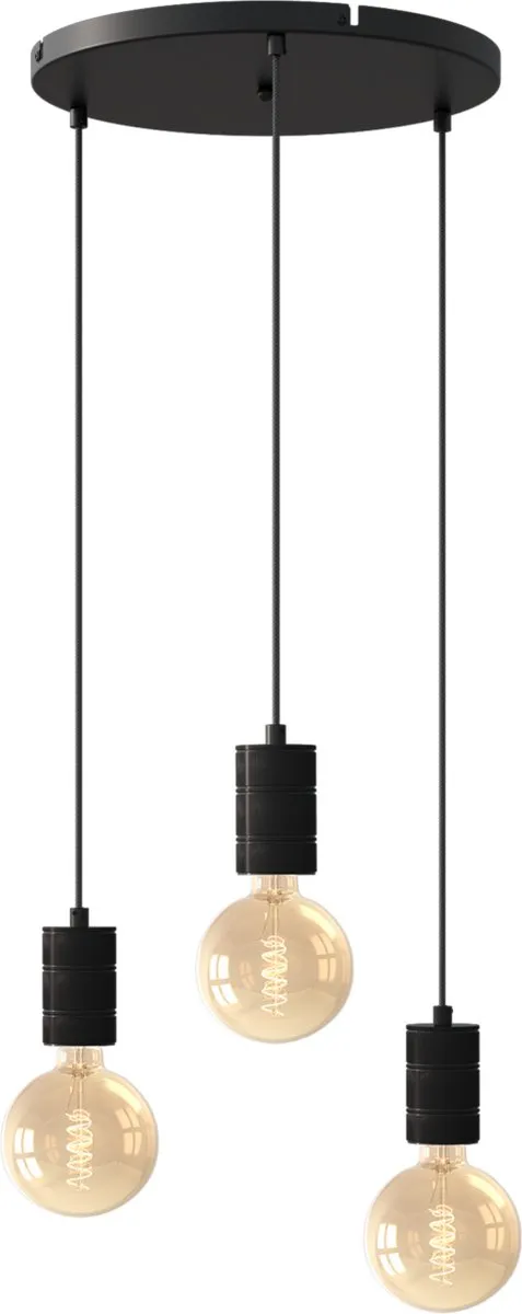 Calex Retro Plafondlamp 3x E27 Ø40cm - Zwart