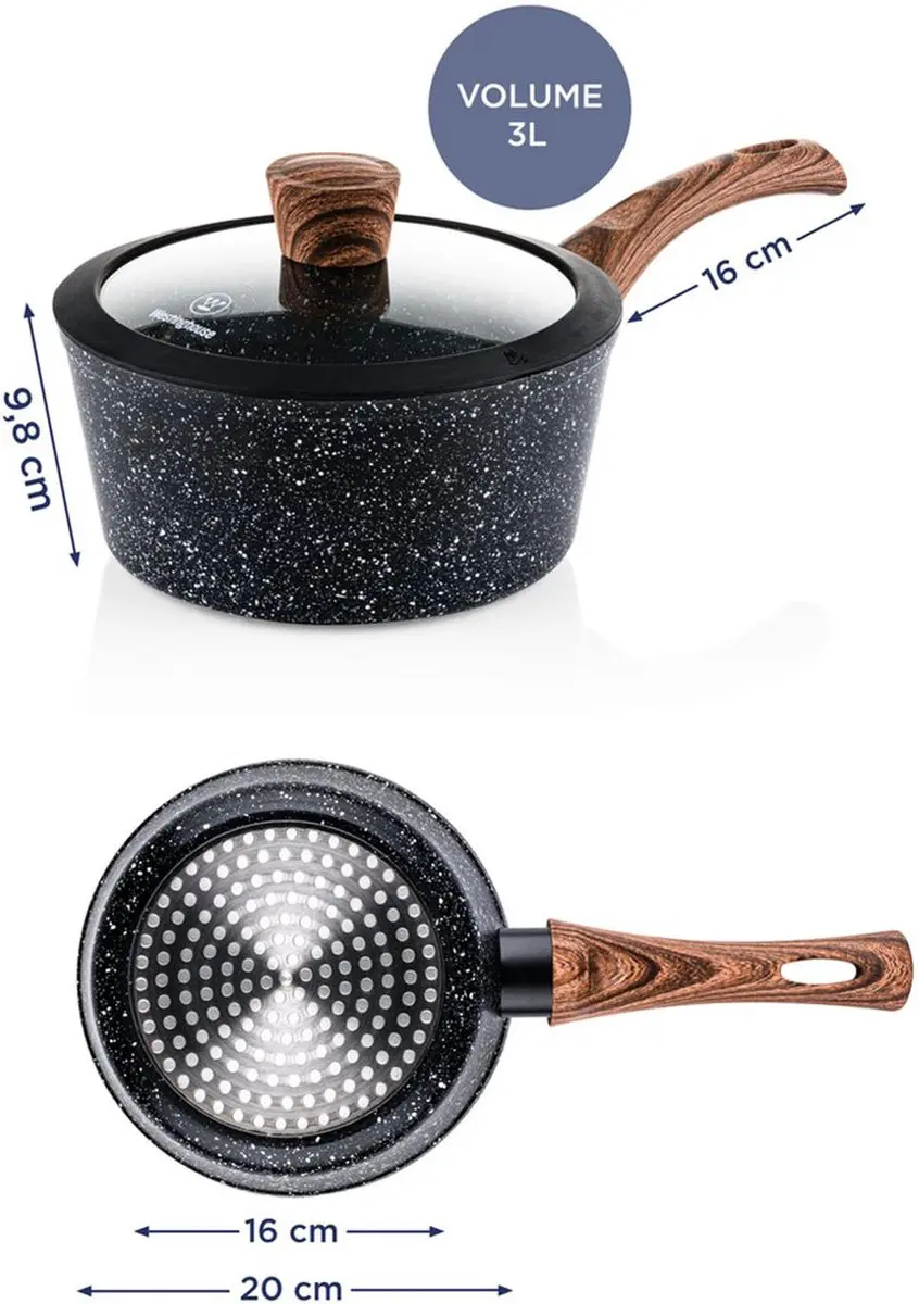Westinghouse Steelpan Ø20cm Inductiepan - Zwart Marmer