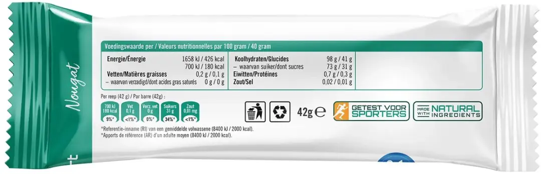 Natusport Nougat Sportreep 40g - Lemon - 12 Stuks