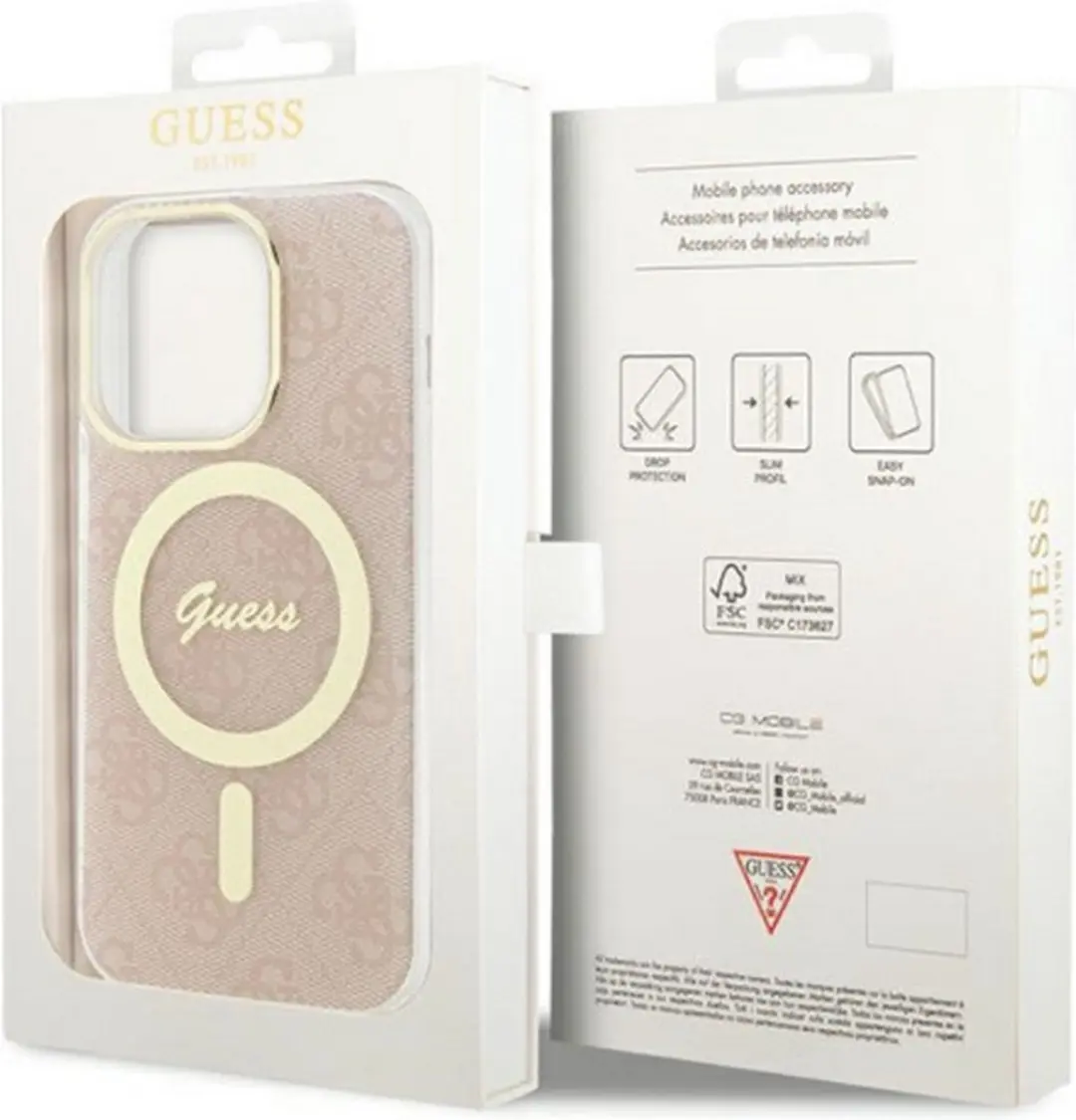 GUESS 4G Back Case MagSafe iPhone 15 Pro Max - Roze