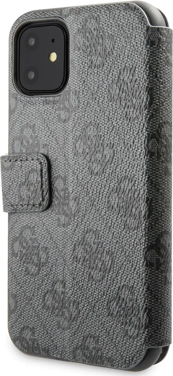 GUESS iPhone 11 Hoesje - Kunstleer - Grijs - 3 Pasjes