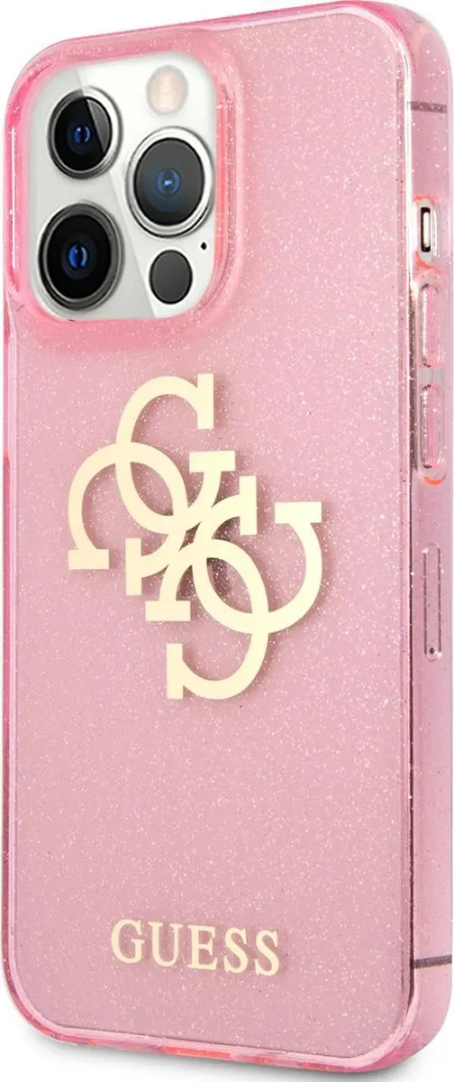 GUESS Glitters Backcase iPhone 13 Pro - Roze