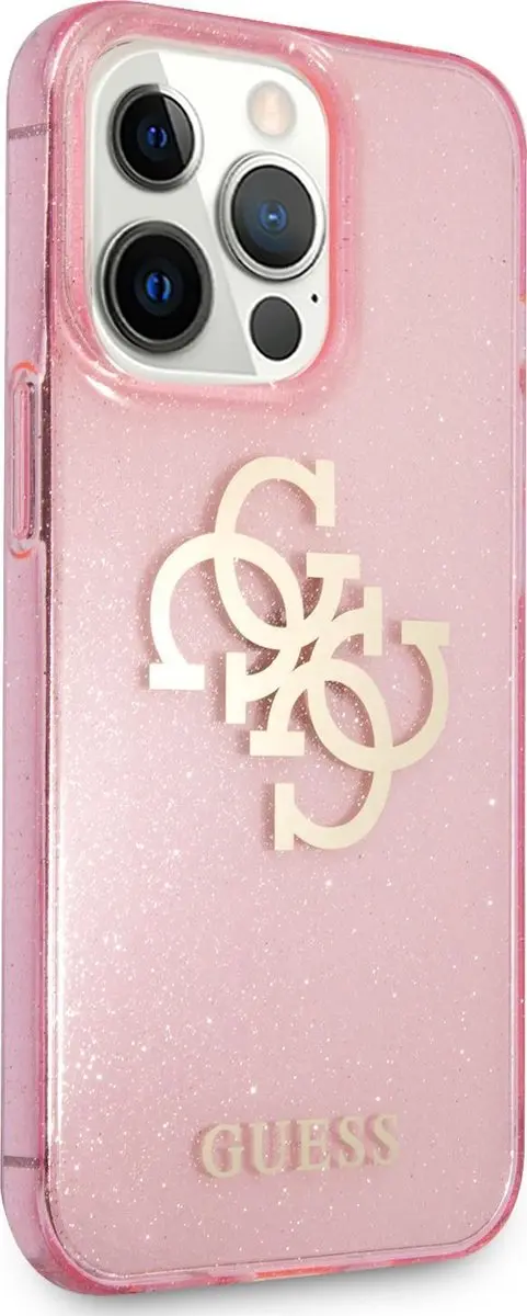 GUESS Glitters Backcase iPhone 13 Pro - Roze