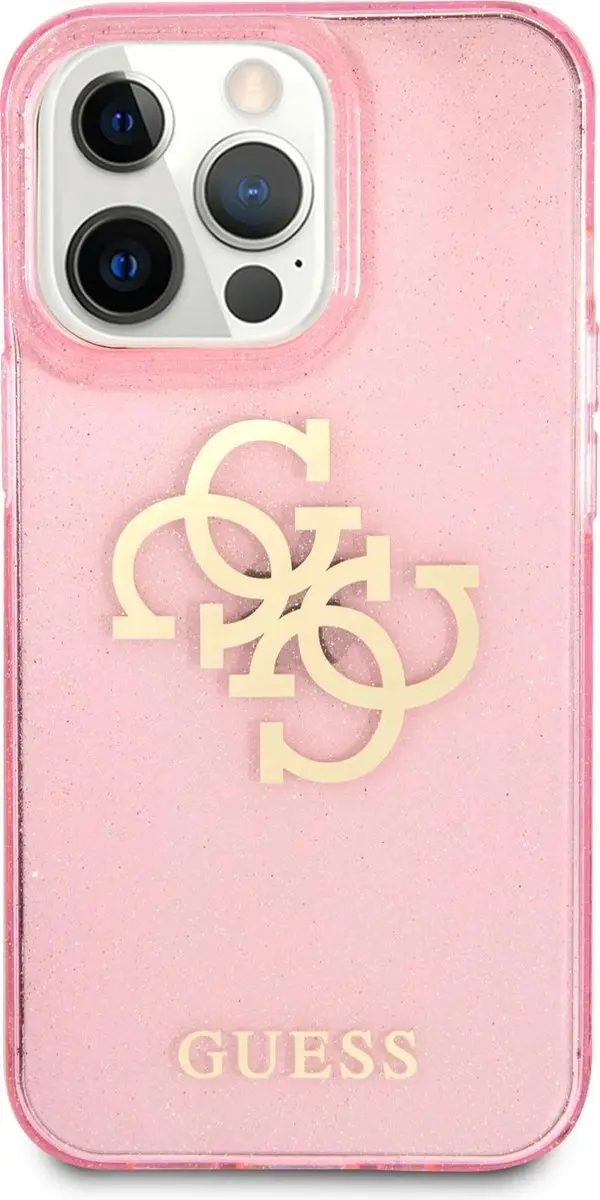 GUESS Glitters Backcase iPhone 13 Pro - Roze