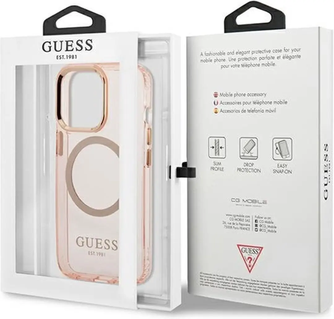 Guess iPhone 13 Pro Hoesje MagSafe GUE2226 - Roze/Goud - afbeelding 6 van 6