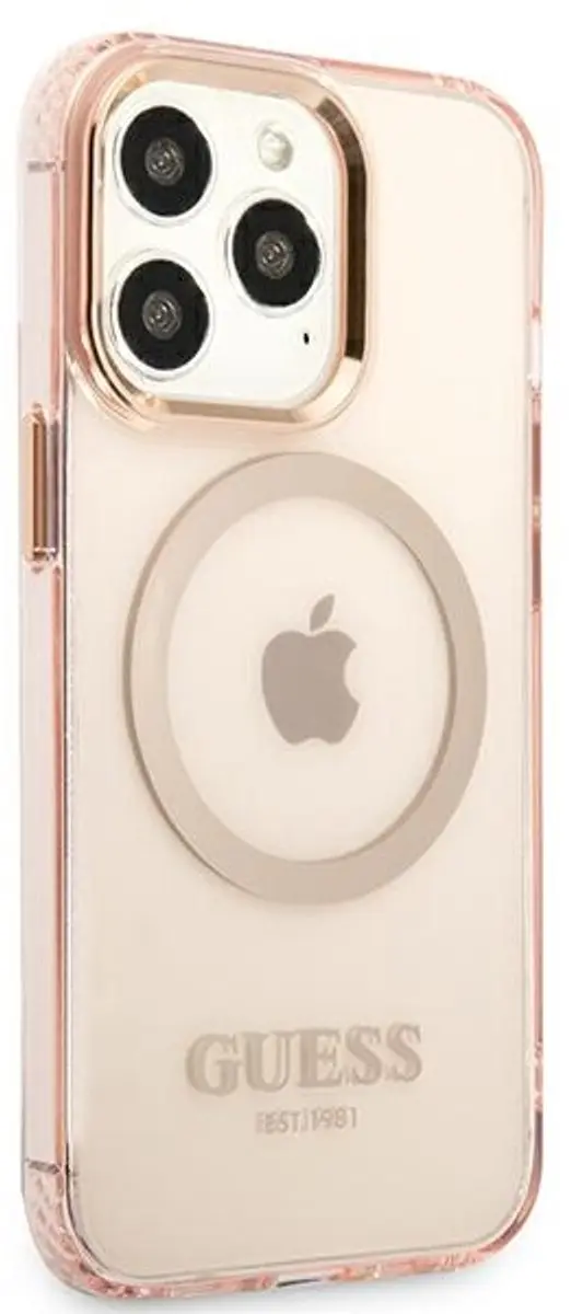 Guess iPhone 13 Pro Hoesje MagSafe GUE2226 - Roze/Goud