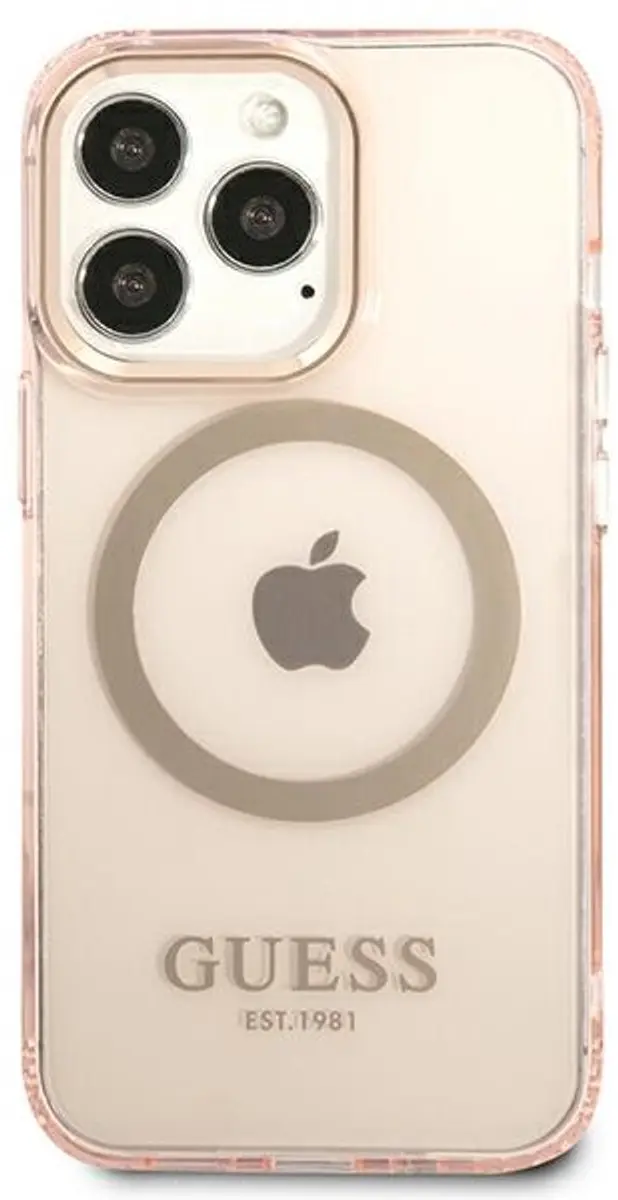 Guess iPhone 13 Pro Hoesje MagSafe GUE2226 - Roze/Goud