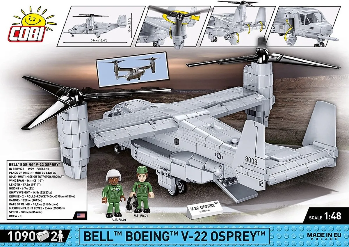 Cobi Bell Boeing V-22 Osprey 5836 - 1090 Onderdelen - 2 Minifiguren