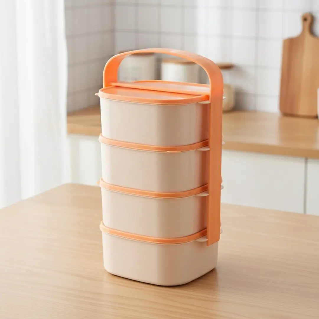 Orion 4-Laags Voedselcontainer 4x1,15L - Beige/Oranje