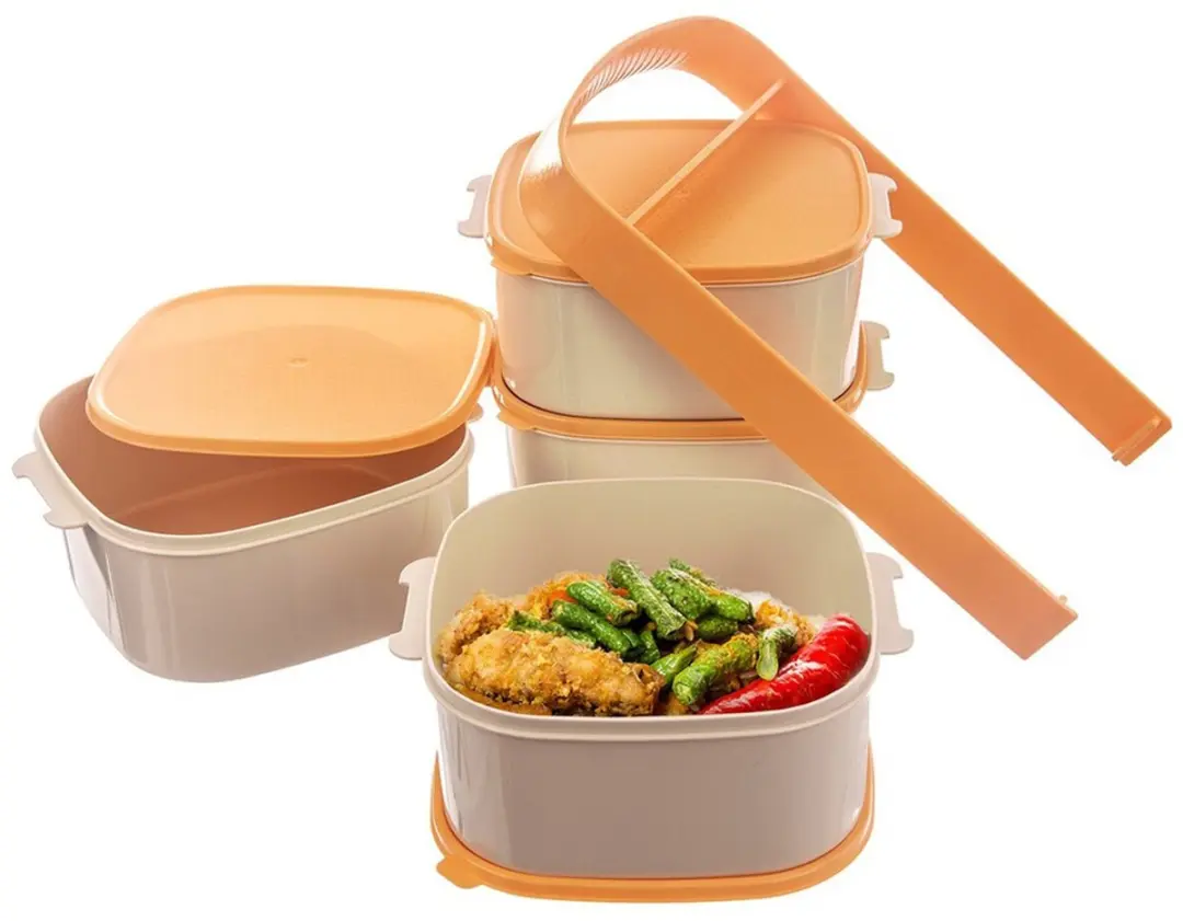 Orion 4-Laags Voedselcontainer 4x1,15L - Beige/Oranje