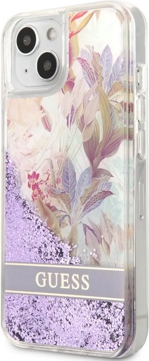 GUESS Flower Liquid Glitter Hoesje iPhone 13 Mini