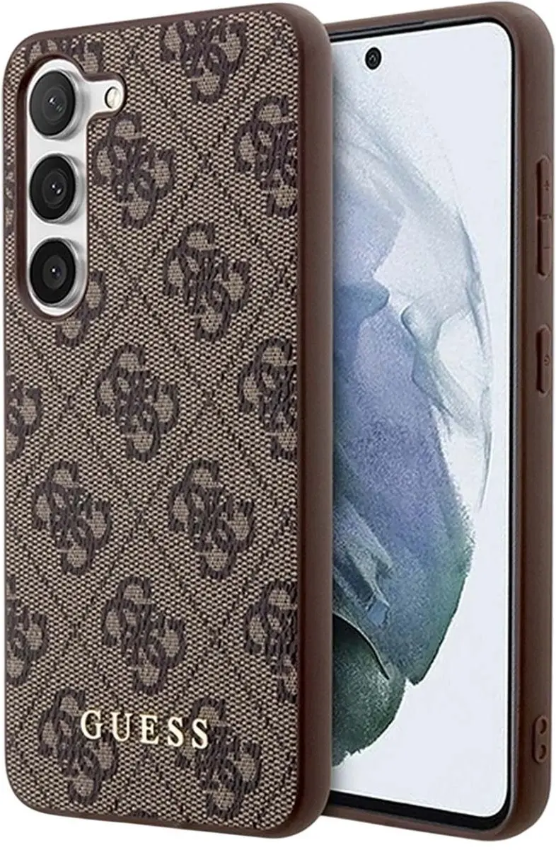 GUESS Hoesje Hard Case GUHCS23SG4GFBR - Samsung Galaxy S23 - Bruin/Goud