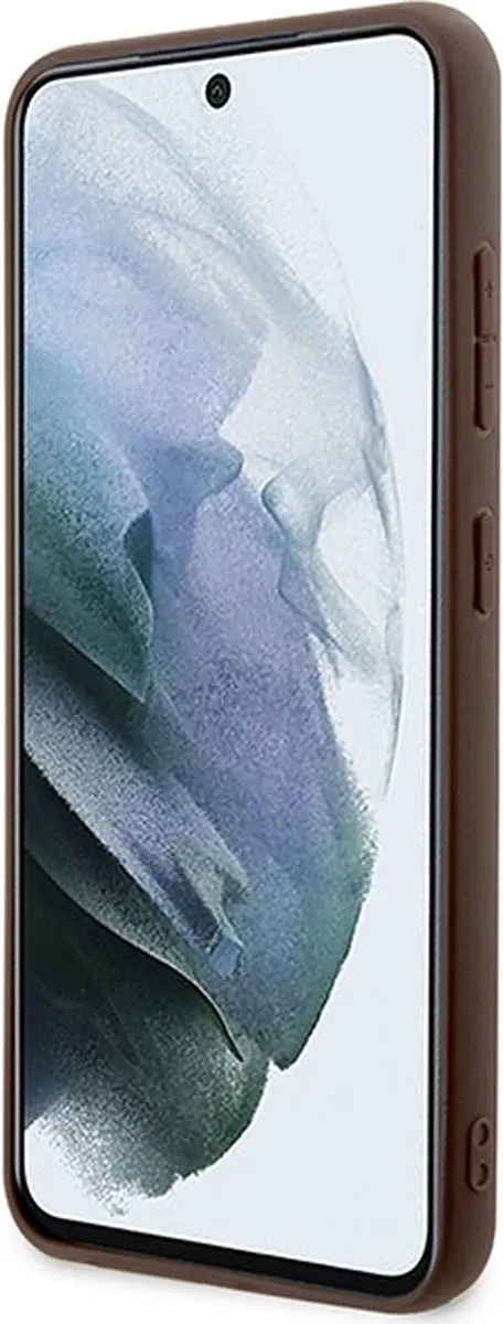 GUESS Hoesje Hard Case GUHCS23SG4GFBR - Samsung Galaxy S23 - Bruin/Goud
