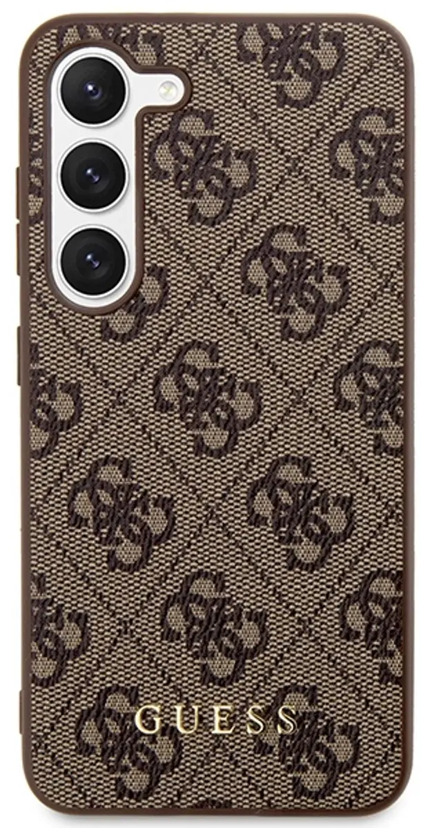 GUESS Hoesje Hard Case GUHCS23SG4GFBR - Samsung Galaxy S23 - Bruin/Goud