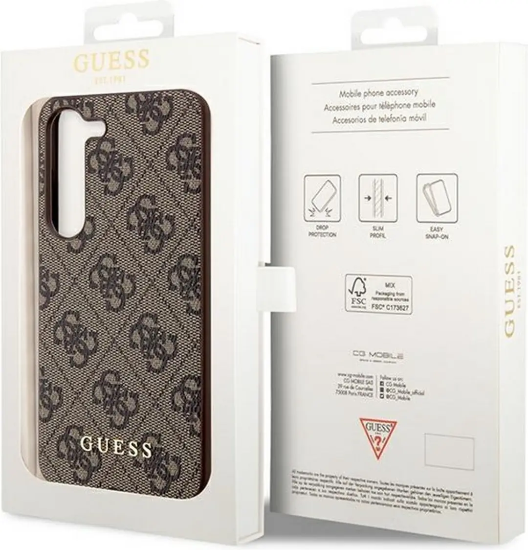 GUESS Hoesje Hard Case GUHCS23SG4GFBR - Samsung Galaxy S23 - Bruin/Goud - afbeelding 6 van 6
