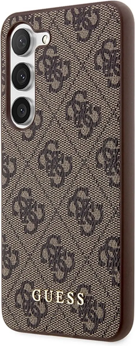 GUESS Hoesje Hard Case GUHCS23SG4GFBR - Samsung Galaxy S23 - Bruin/Goud