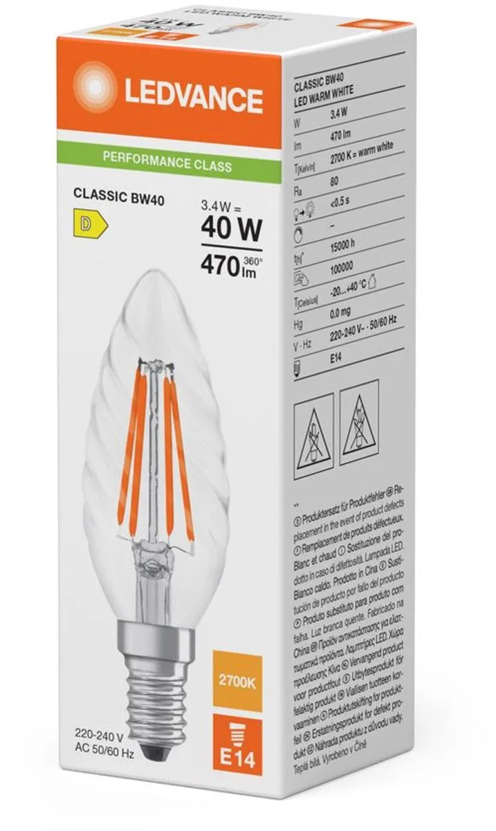LEDVANCE LED Kaarslamp E14 3.4W 470lm Warm Wit - Ø45mm - afbeelding 6 van 6