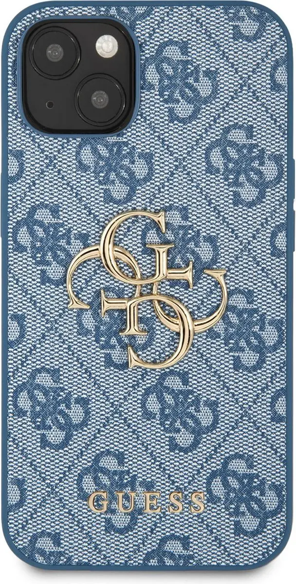 GUESS Gouden Logo iPhone 13 Mini Hoesje - Blauw