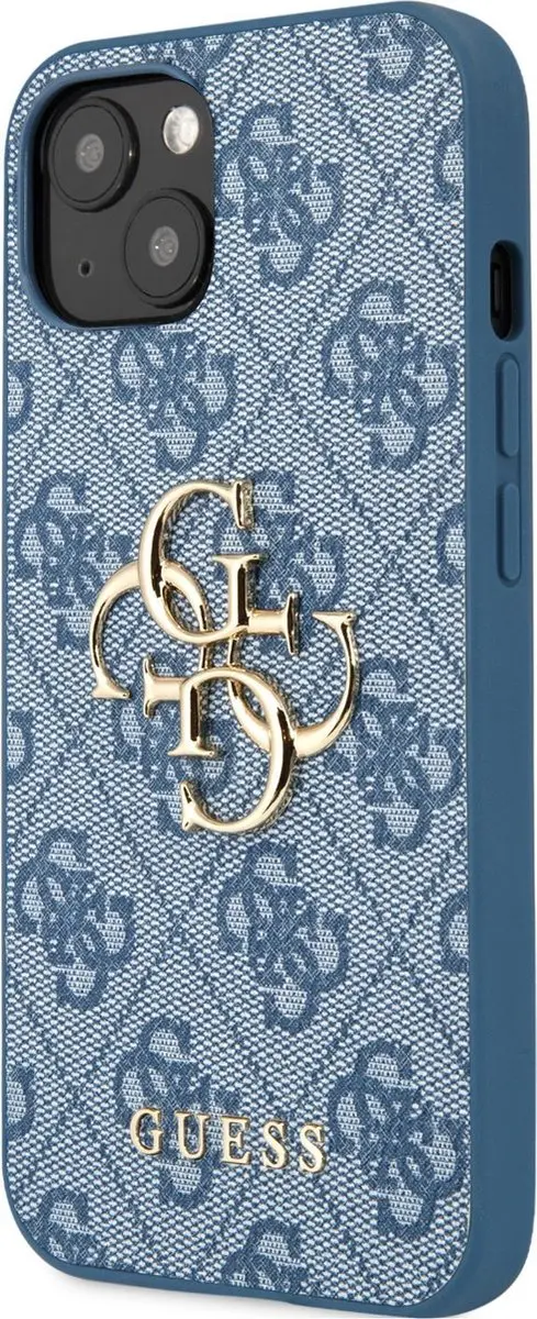GUESS Gouden Logo iPhone 13 Mini Hoesje - Blauw