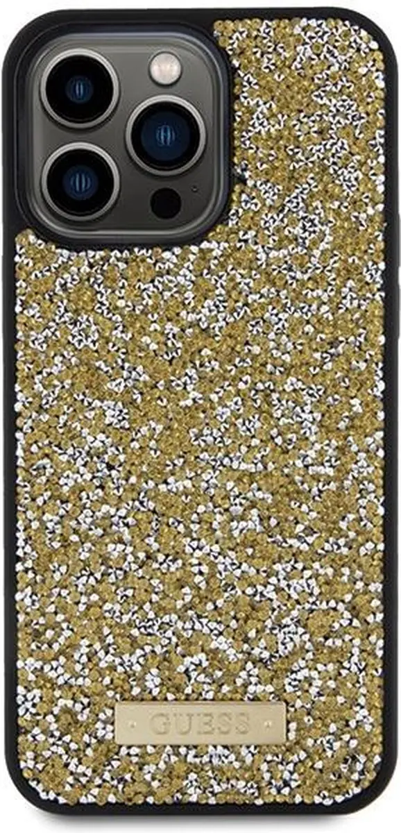 GUESS Rhinestones Metal Logo Back Case - iPhone 15 Pro - Goud - afbeelding 6 van 6