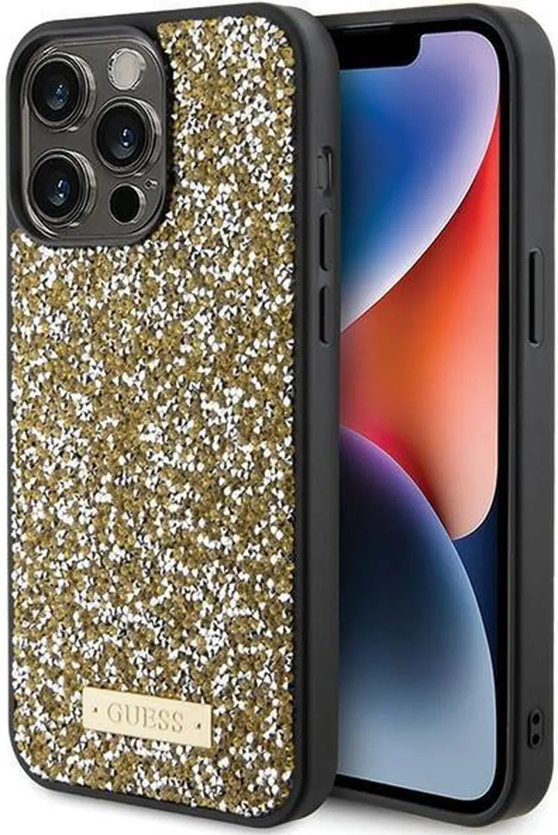 GUESS Rhinestones Metal Logo Back Case
