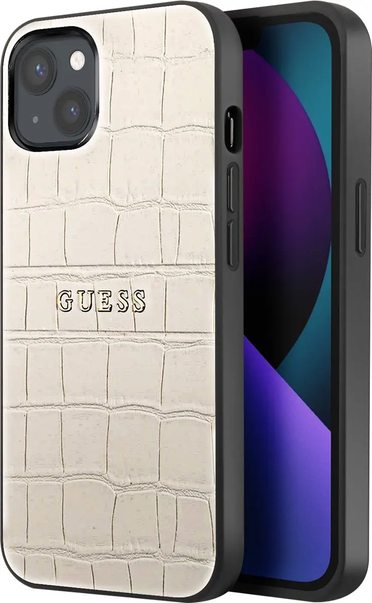 Guess Croco Lines iPhone 13 Hardcase - Beige