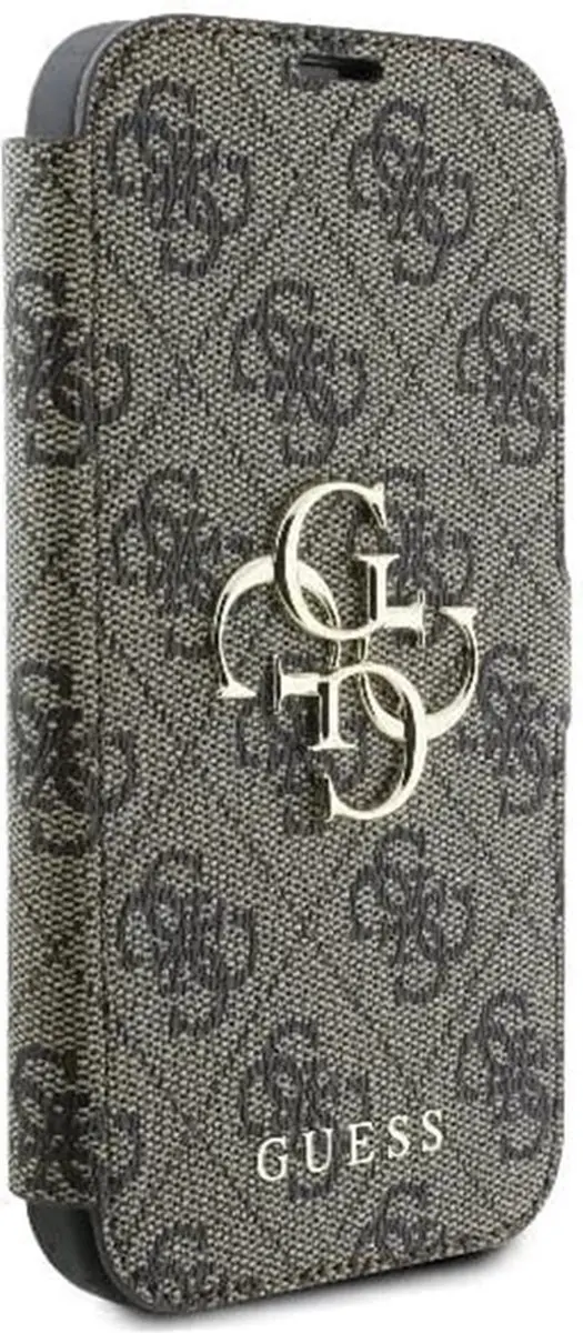 Guess 4G Big Metal Logo Book Wallet Case iPhone 16 - Bruin - afbeelding 6 van 6