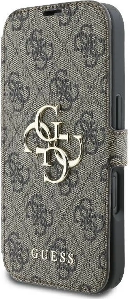Guess 4G Big Metal Logo Book Wallet Case iPhone 16 - Bruin
