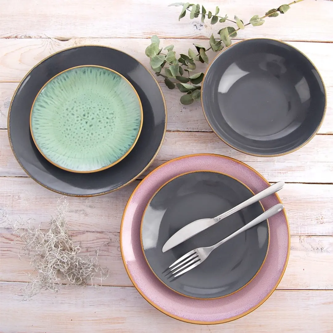 Orion Diep Bord Keramiek Glaze 21cm - Donkergrijs