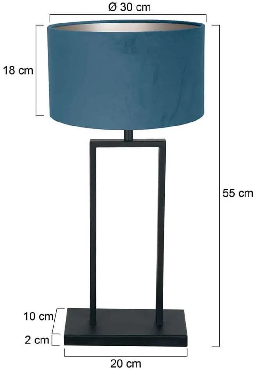 Steinhauer Stang 3863ZW Tafellamp - Blauwe kap 30cm - Zwart - afbeelding 6 van 6