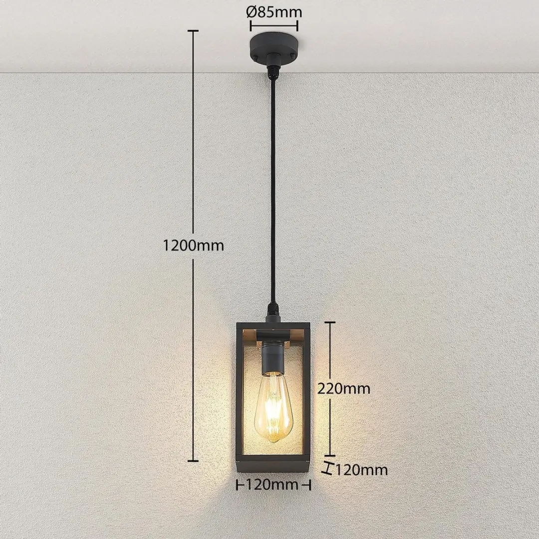 Lindby Hanglamp Buiten 1 Licht E27 Antraciet - afbeelding 6 van 6