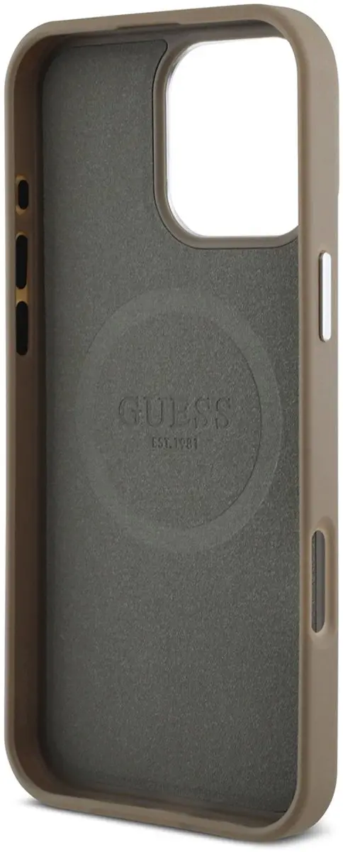 GUESS Hoesje iPhone 16 Pro Max - Anti-Shock Bruin