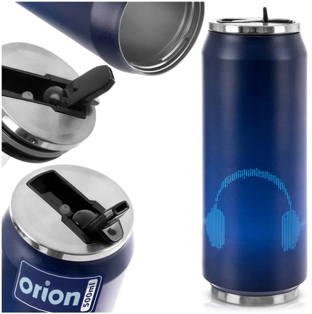 Orion Thermosbeker 500ml - Blauw - Incl. rietje