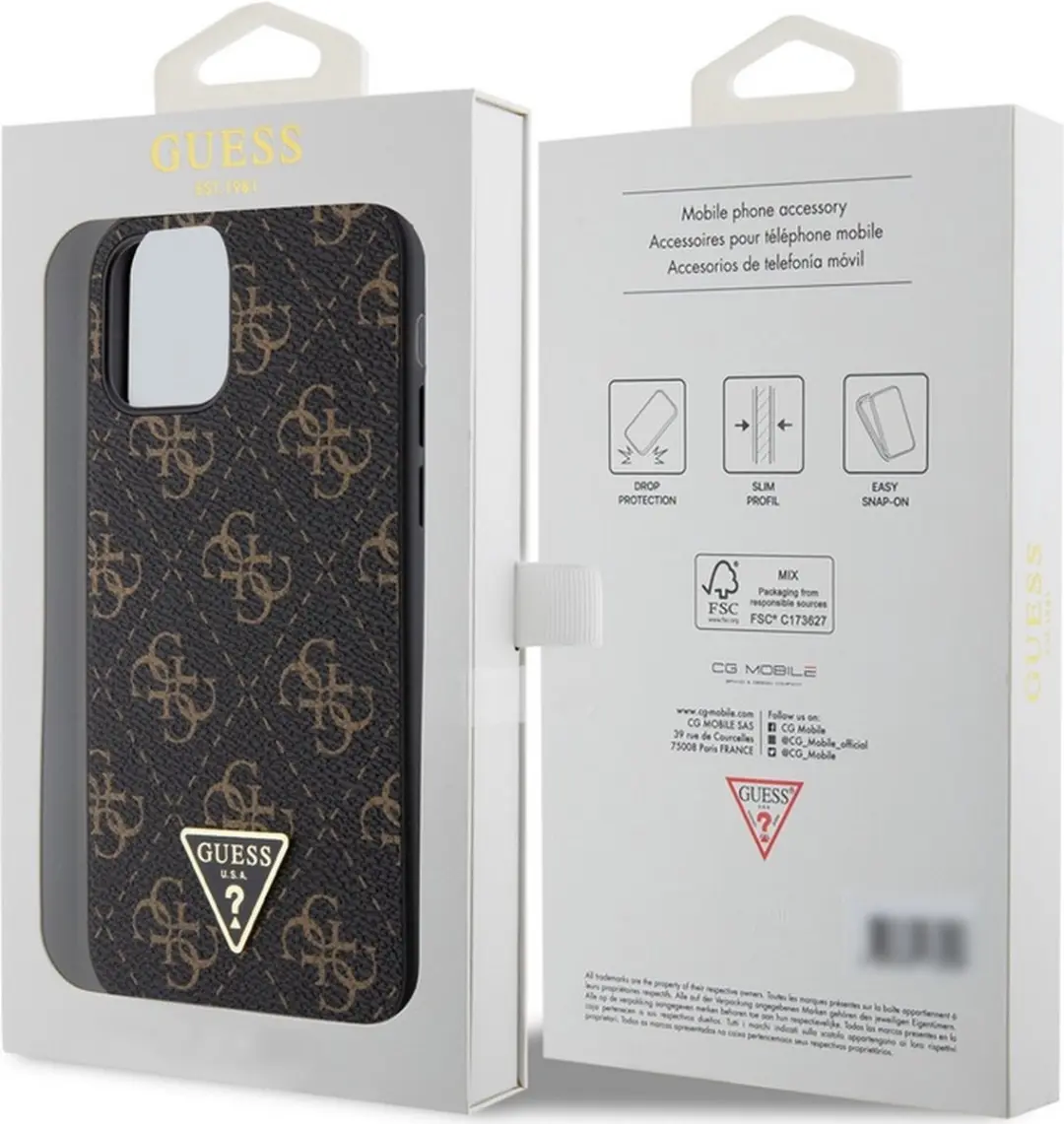 Guess 4G Triangle Logo Hoesje iPhone 12/12 Pro - Zwart