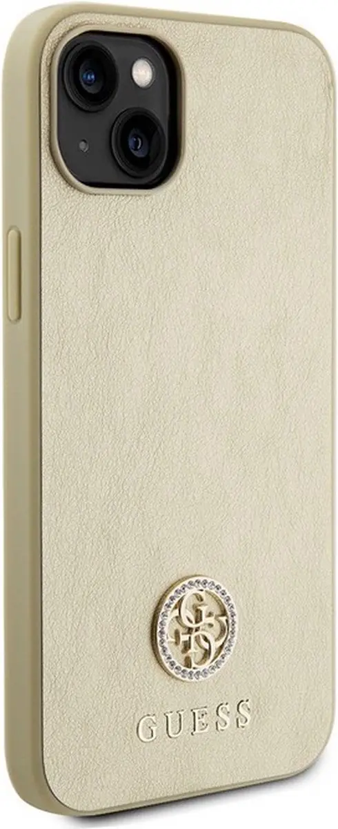 GUESS 4G Strass Metal Logo Back Case - iPhone 15 Plus - Goud