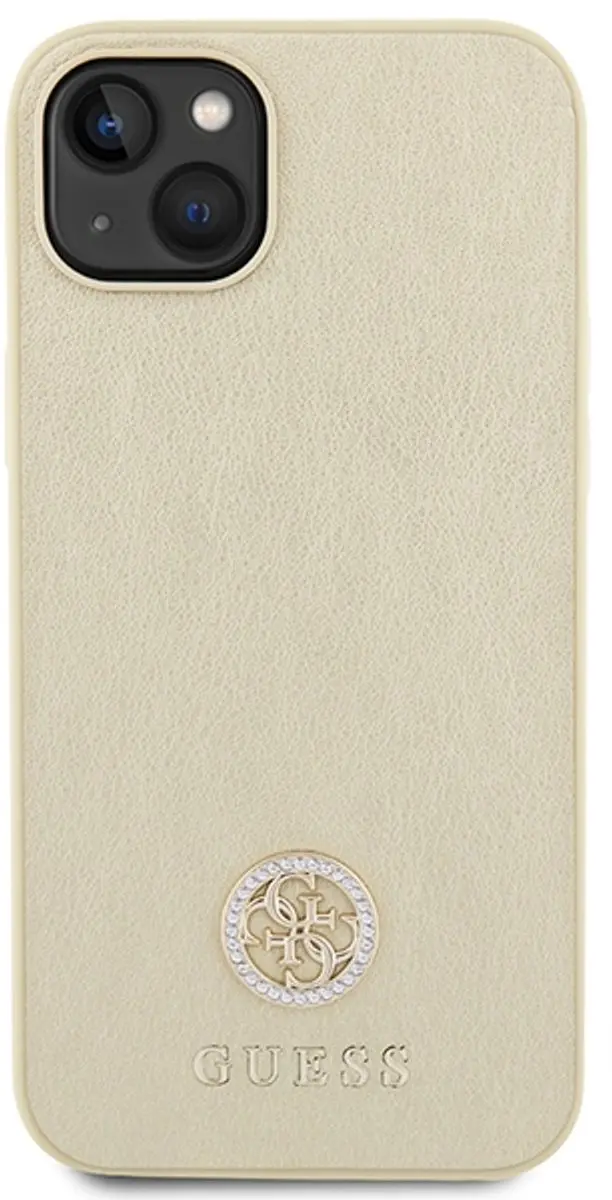 GUESS 4G Strass Metal Logo Back Case - iPhone 15 Plus - Goud