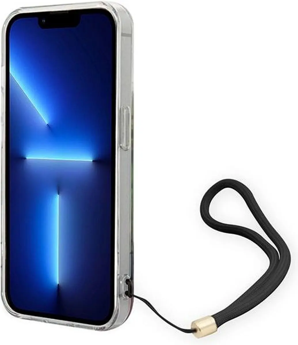 GUESS Flower Back Cover met Strap - iPhone 14 Pro - Blauw - afbeelding 6 van 6