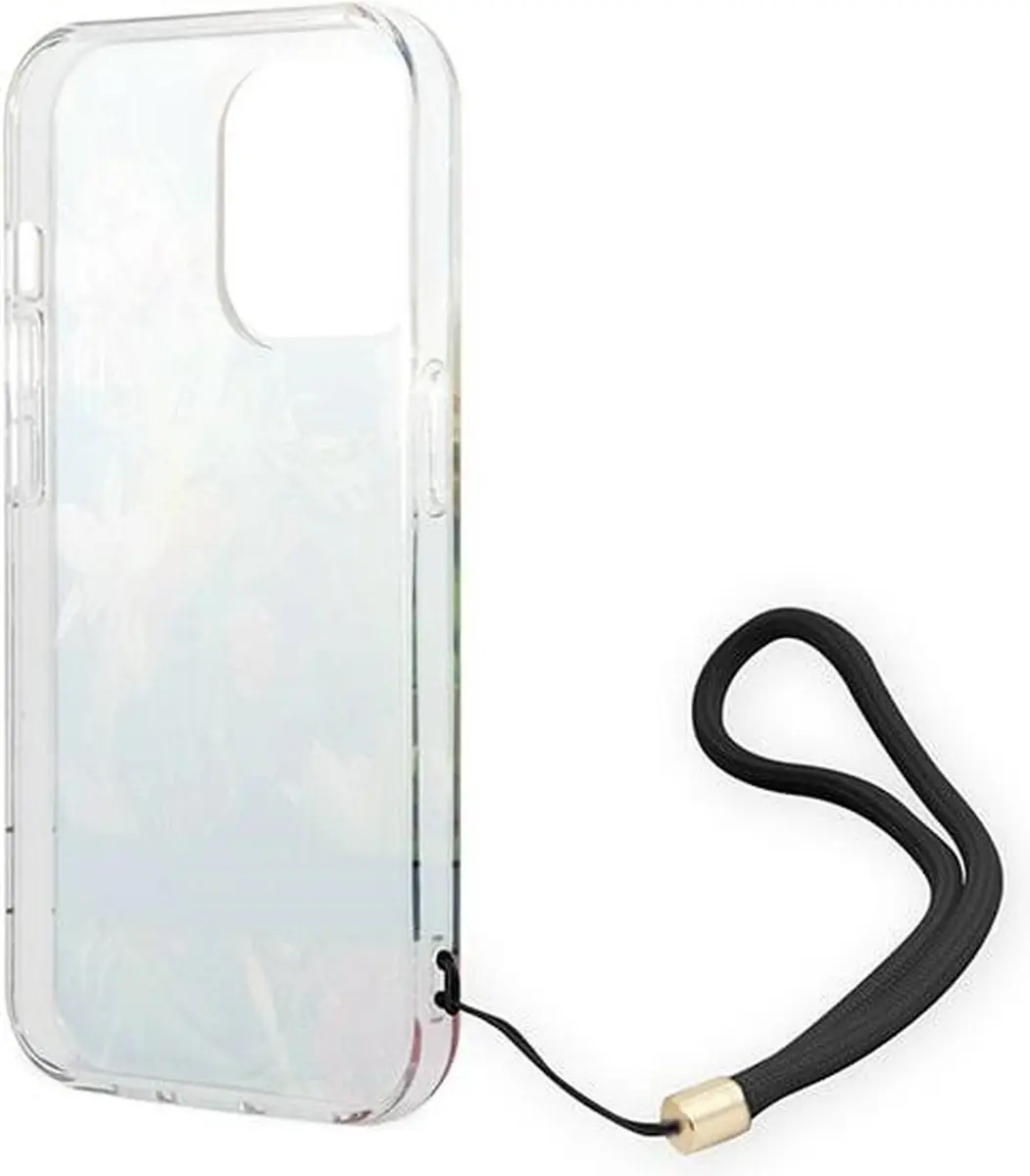 GUESS Flower Back Cover met Strap - iPhone 14 Pro - Blauw