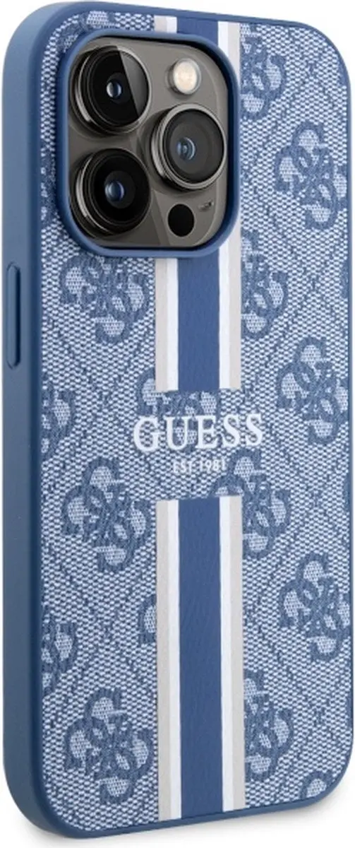 GUESS 4G Printed Stripe Back Case - iPhone 14 Pro Blauw - afbeelding 6 van 6