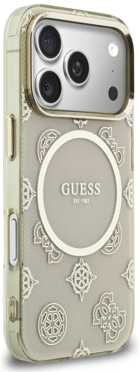 GUESS Hoesje iPhone 17 Pro - Peony Hot Stamp - MagSafe - Goud Beige