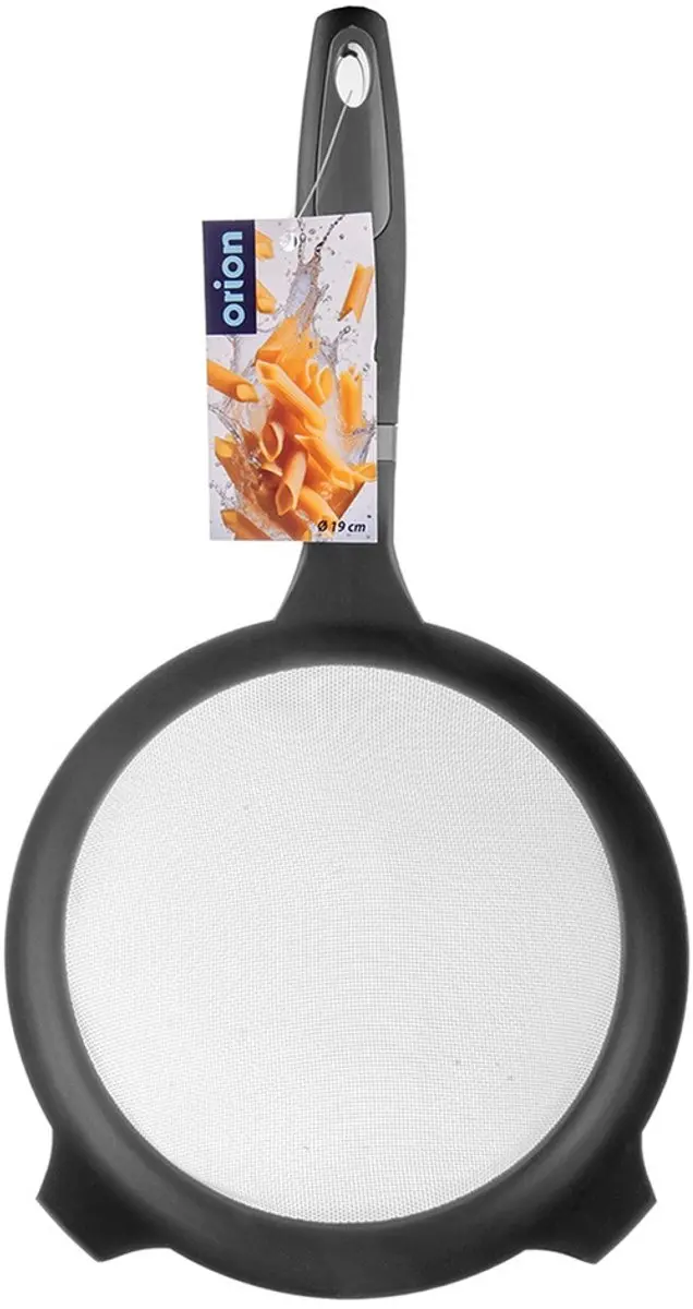 Orion Roestvrijstalen Zeef 19,5x36cm - Zwart/Zilver