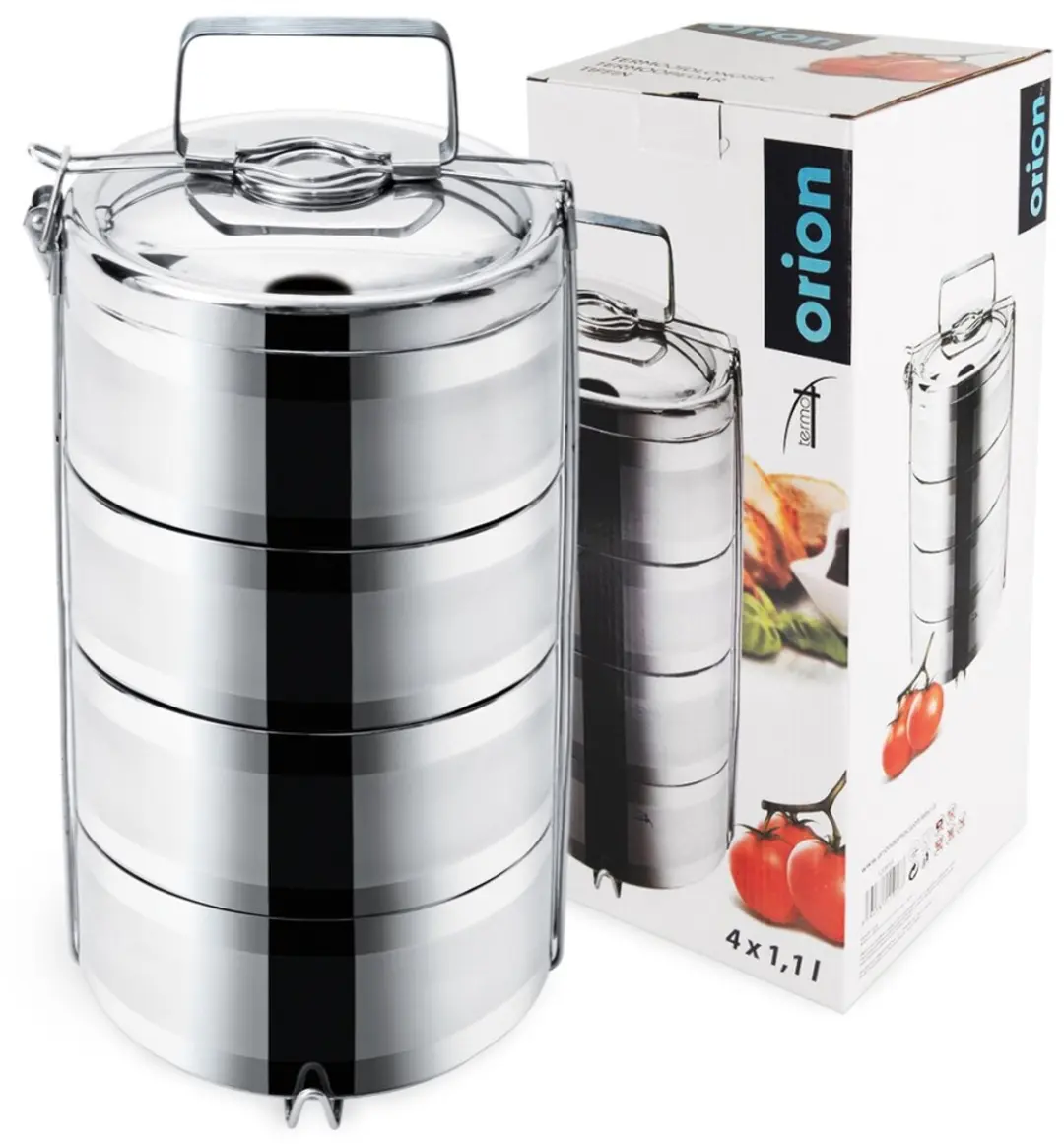 Orion RVS Lunchbox Thermos 4x1.1L - 4.4L - Silver
