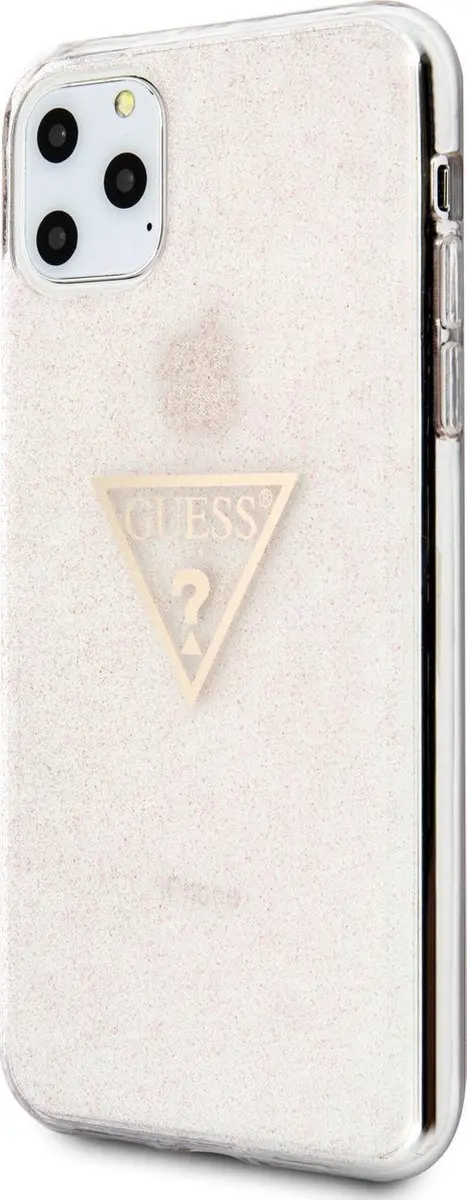 Guess Solid Glitter TPU Backcover iPhone 11 Pro Max - Roze