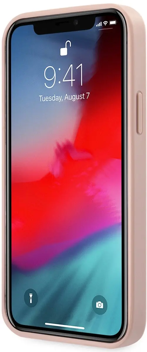Guess GUHCP12LSA4GGPI Hoesje iPhone 12 Pro Max - Roze Saffiano
