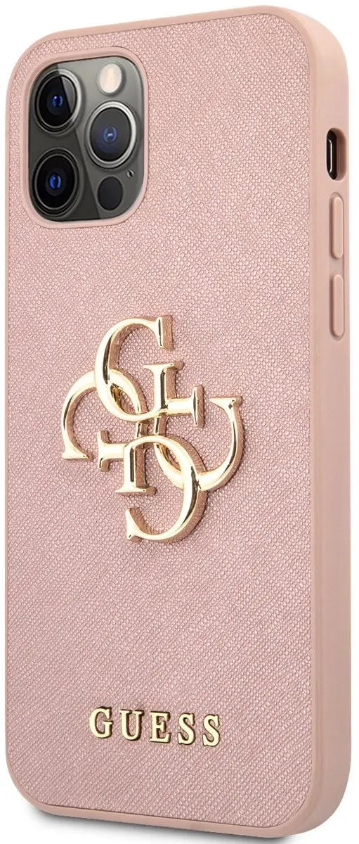 Guess GUHCP12LSA4GGPI Hoesje iPhone 12 Pro Max - Roze Saffiano