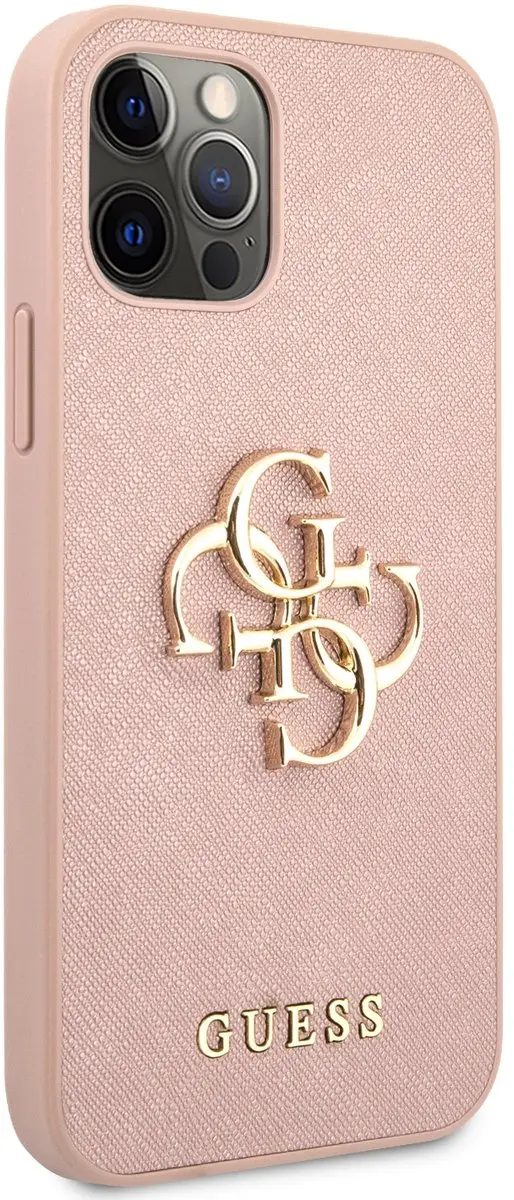 Guess GUHCP12LSA4GGPI Hoesje iPhone 12 Pro Max - Roze Saffiano