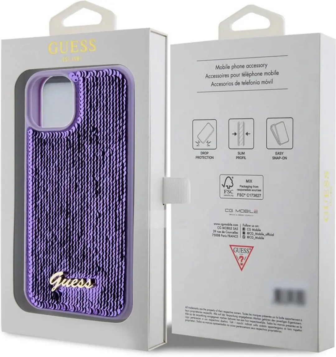 GUESS Sequins Back Case Paars - Apple iPhone 13