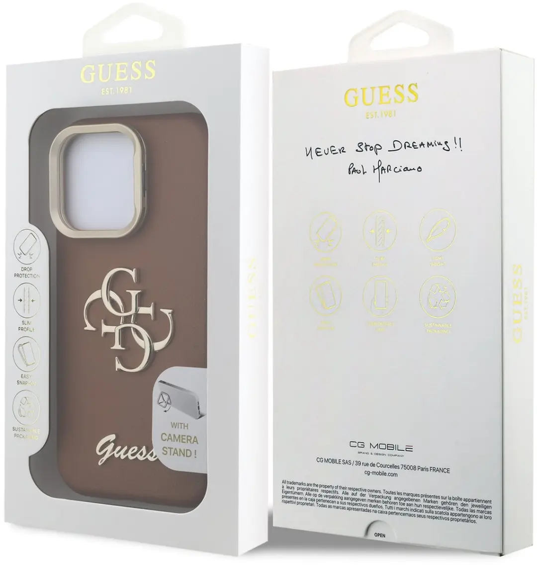 GUESS 4G Logo Hoesje iPhone 15 Pro Max - Bruin