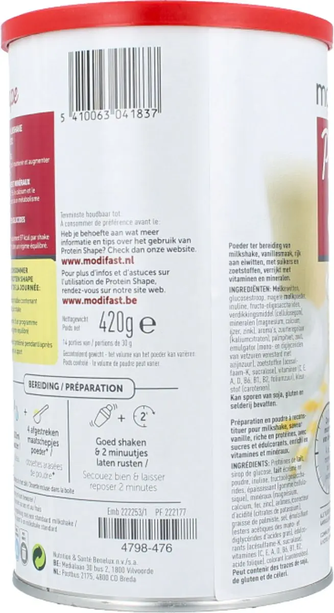 Modifast Proteine Shape Milkshake Vanille 420g
